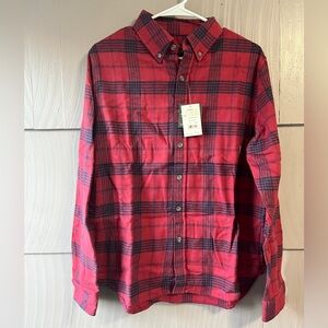 NWT Eddie Bauer Everyday Flex Flannel Shirt Med Black/Red Plaid Gorpcore